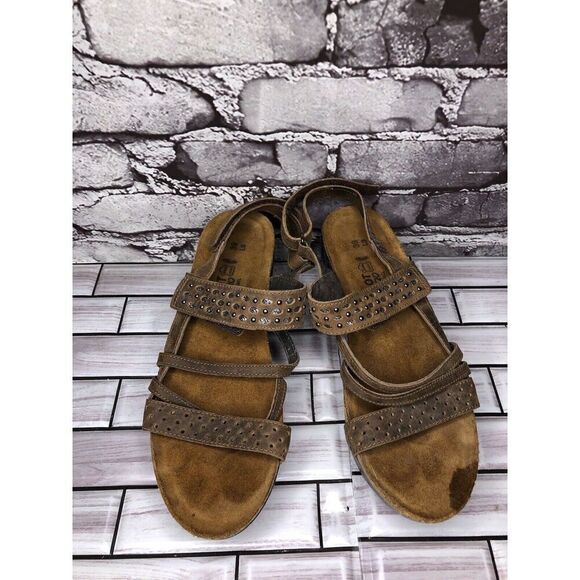 Naot Brown Leather Studded Casual Ankle Strap Heel Sandals Women Sz 39EU/8M US - Picture 3 of 16